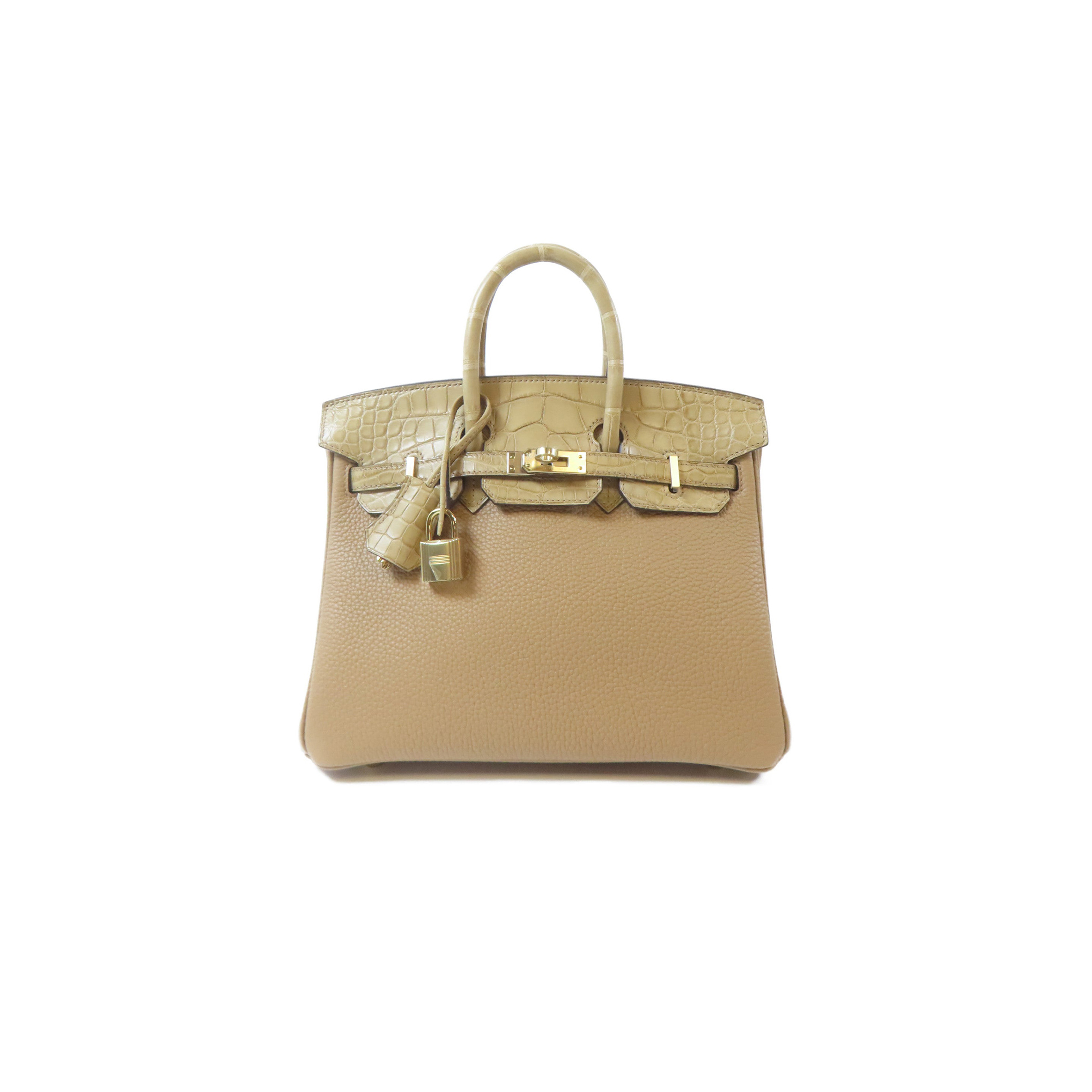 HERMES MASTER BIRKIN 25 CROCODILE LEATHER TOUCH GOLD BUCKLE TOTE BAG 2181100068898 (25*19*13cm)